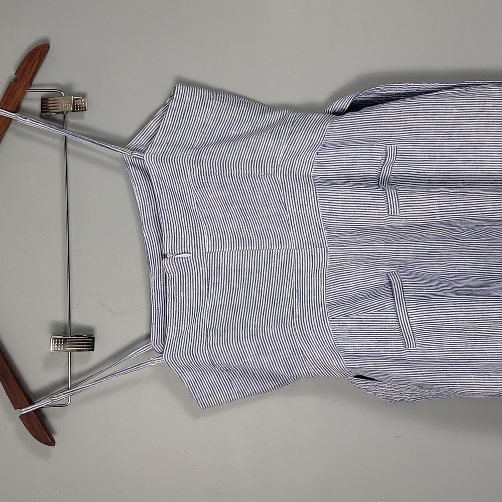 J. Crew Linen Blue and White Striped Wide Leg Pant Suit - Picture 6 of 8